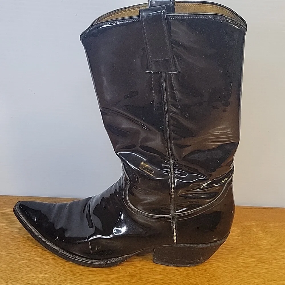 Black Patent Leather Boots From Loretta Lynns Western Store Mens Size 8½D - Picture 6 of 16